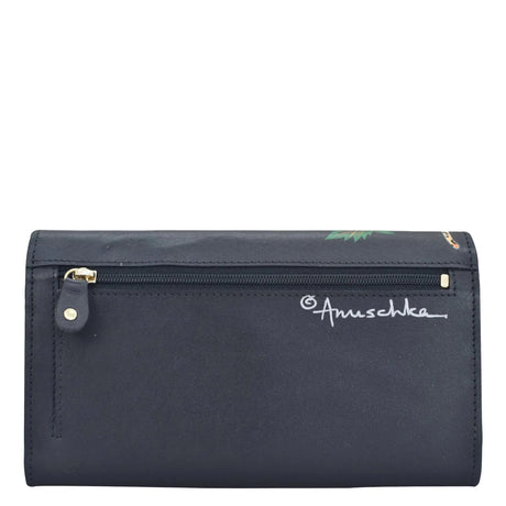 Black pouch with gold zipper and 'Anuschka' branding on a white background - okotoks hc pharmacy