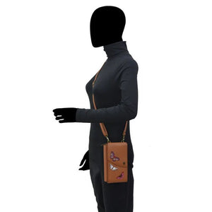 Anuschka printed leather cell phone wallet crossbody butterflies honey - Okotoks HC Pharmacy