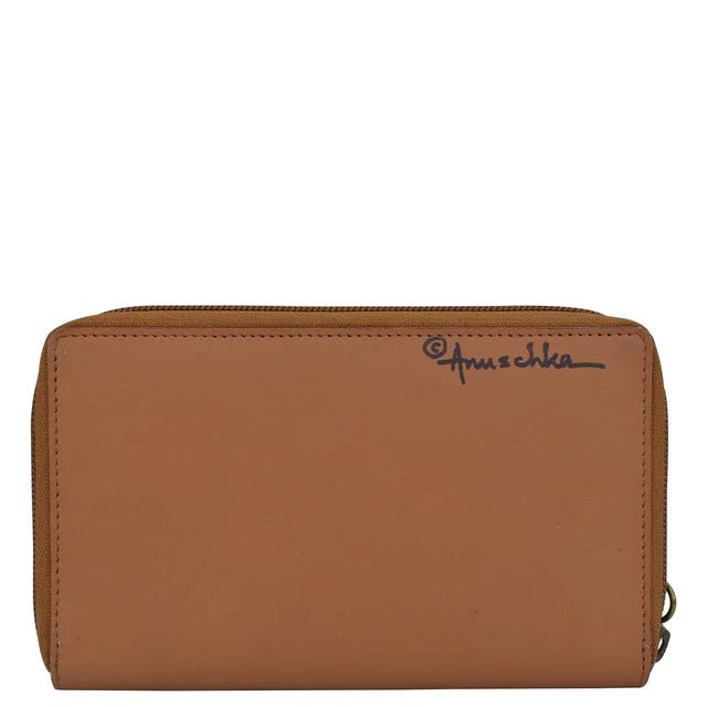 Anuschka printed leather cell phone wallet crossbody butterflies honey - Okotoks HC Pharmacy