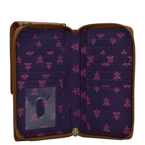 Anuschka printed leather cell phone wallet crossbody butterflies honey - Okotoks HC Pharmacy
