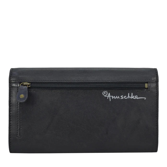 Anuschka printed leather flap wallet hummingbird black - Okotoks HC Pharmacy