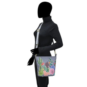 Anuschka printed leather handbag bucket boho - Okotoks HC Pharmacy