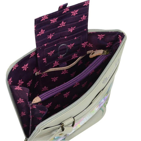Anuschka printed leather handbag crossbody peacock - Okotoks HC Pharmacy
