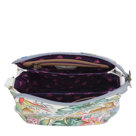Anuschka printed leather handbag multi compartment jungle queen - Okotoks HC Pharmacy