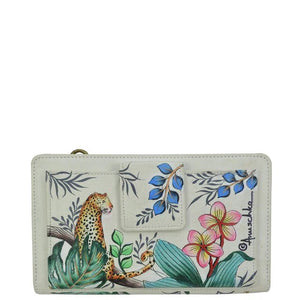 Wallet with leopard and floral design on a white background - okotoks hc pharmacy