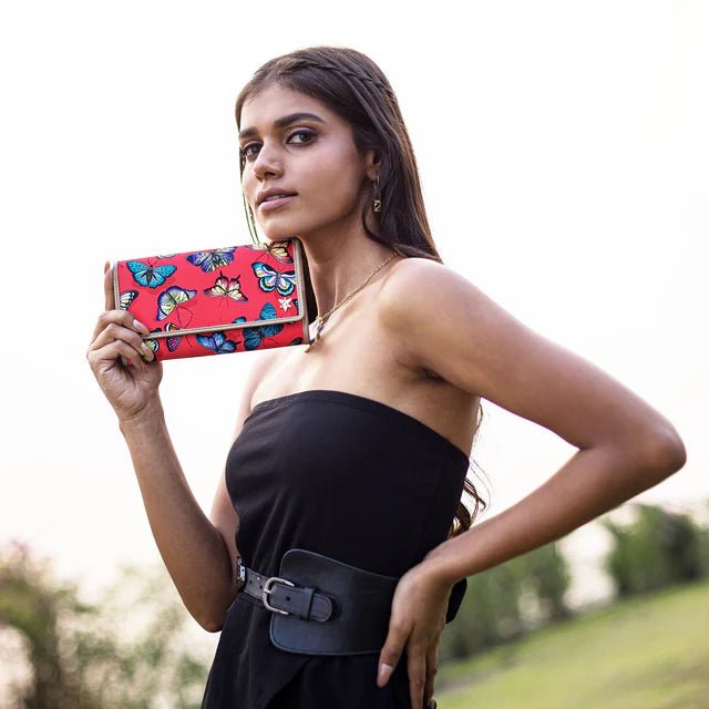 Anuschka wallet nylon red butterfly - Okotoks HC Pharmacy