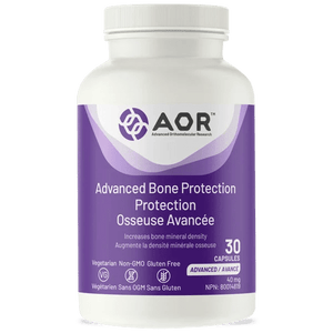 Bottle of AOR Advanced Bone Protection supplement on a white background - okotoks hc pharmacy