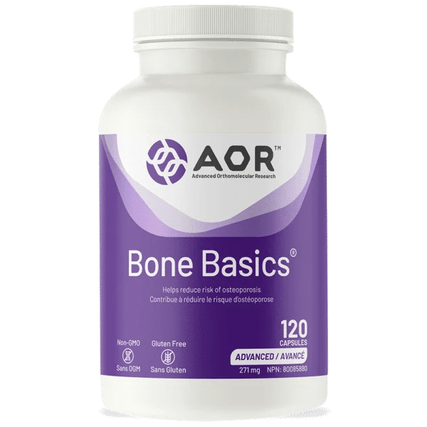 AOR Bone Basics supplement bottle on a white background - okotoks hc pharmacy