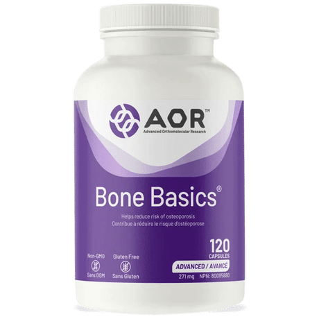 AOR Bone Basics supplement bottle on a white background - okotoks hc pharmacy
