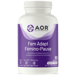 Bottle of AOR Fem Adapt Fémino-Pause supplement on a white background - okotoks hc pharmacy