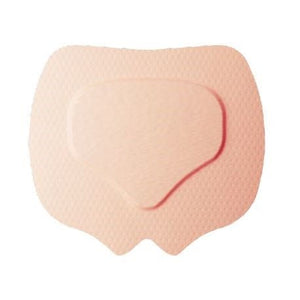 A single peach-colored textured adhesive patch with a central raised heart-shaped contour, shown on a plain white background. - okotoks hc pharmacy