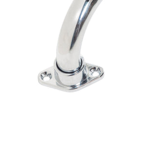 Chrome metal grab bar with mounting bracket on a white background - okotoks hc pharmacy