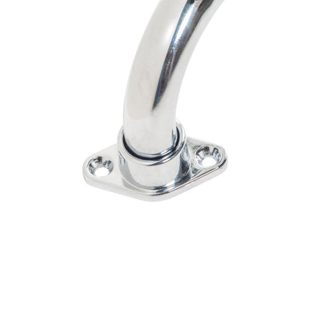 Chrome metal grab bar with mounting bracket on a white background - okotoks hc pharmacy