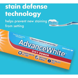 Arm & Hammer Advance White 3 in 1 Power Toothpaste - okotoks hc pharmacy