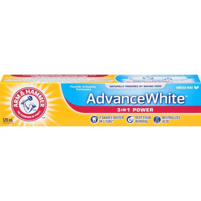 Arm & Hammer Advance White 3 in 1 Power Toothpaste - okotoks hc pharmacy