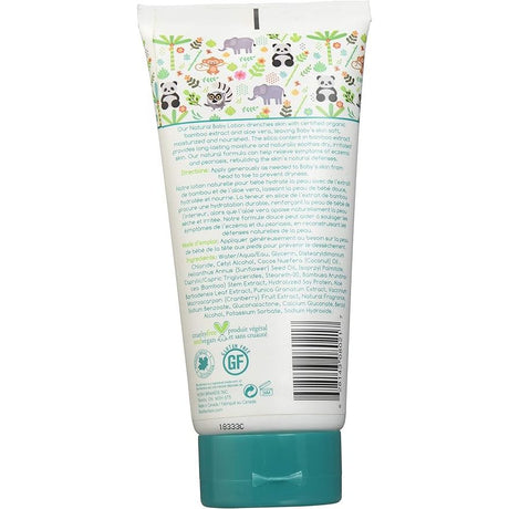 Tube of baby lotion with green label and animal illustrations on a white background - okotoks hc pharmacy