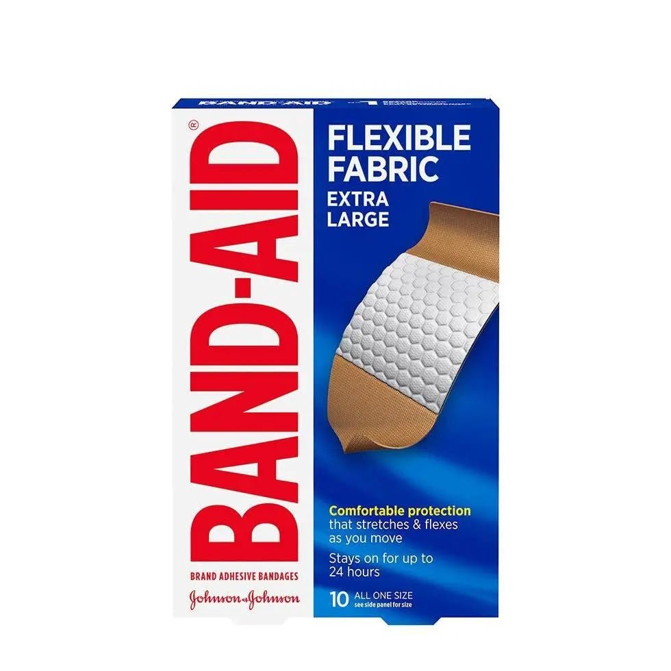 Band-Aid Flexible Fabric adhesive bandage box on a white background - okotoks hc pharmacy