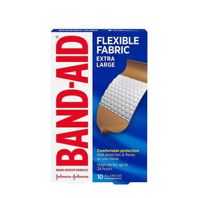 Band-Aid Flexible Fabric adhesive bandage box on a white background - okotoks hc pharmacy