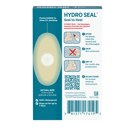 Hydro Seal gel bandage packaging with instructions and product details on a white background - okotoks hc pharmacy