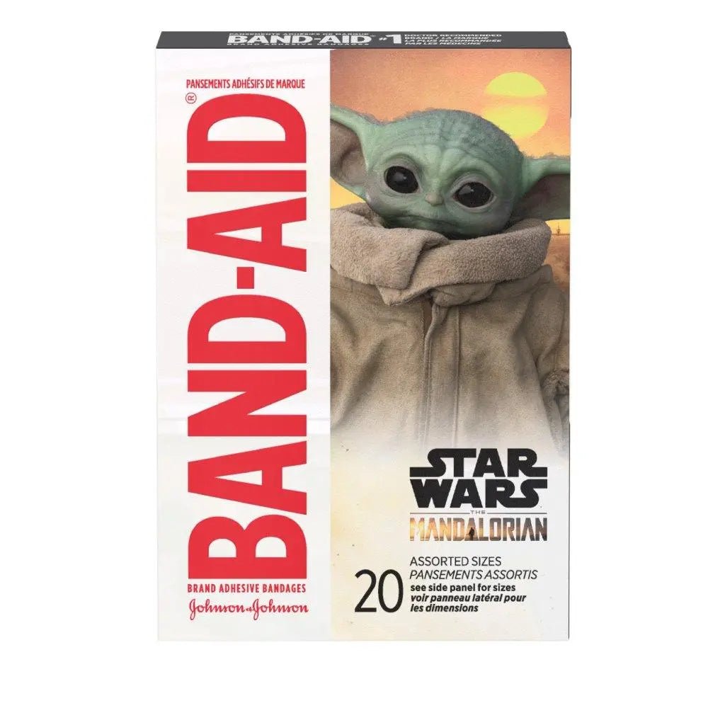 Band-Aid box featuring Baby Yoda from 'Star Wars' with 20 band-aids. - okotoks hc pharmacy