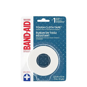 Band-Aid Tough Cloth Tape packaging on a white background - okotoks hc pharmacy