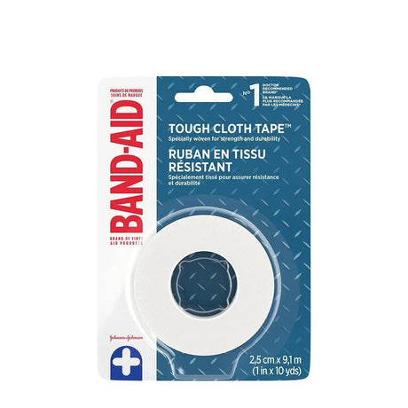 Band-Aid Tough Cloth Tape packaging on a white background - okotoks hc pharmacy