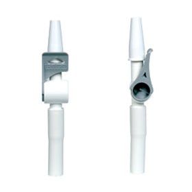 Two white nozzles with gray nozzles attached on a white background - okotoks hc pharmacy