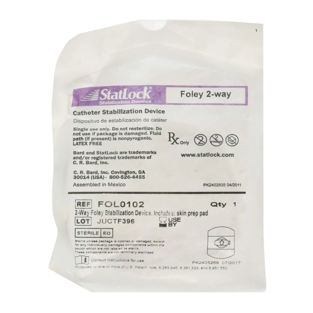 Statlock Foley 2-way catheter stabilization device packaging on a white background - okotoks hc pharmacy