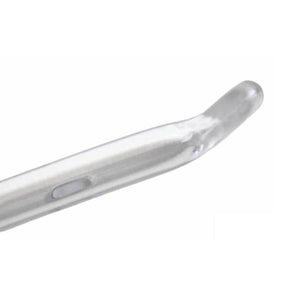 A close-up of a transparent glass mouthpiece or glass pipe section with a curved tip, shown against a plain white background. - okotoks hc pharmacy