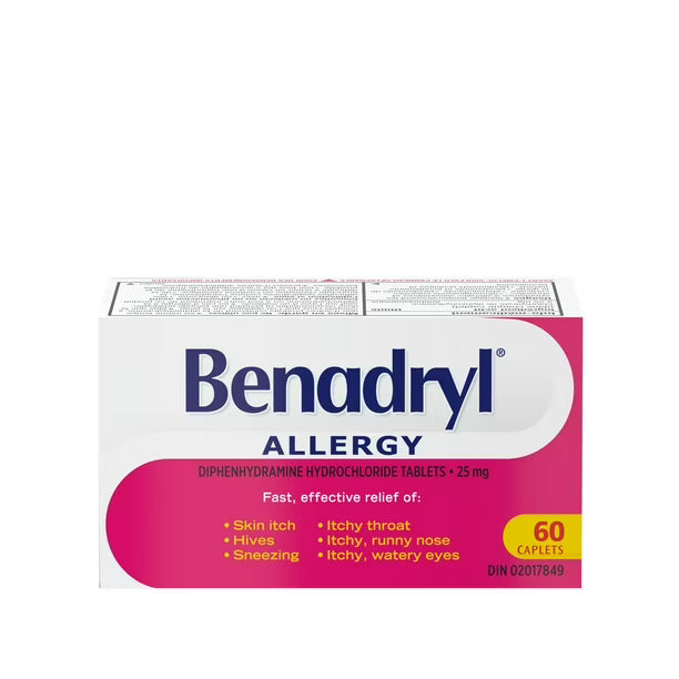 Benadryl allergy 25mg 60 caplets - Okotoks HC Pharmacy