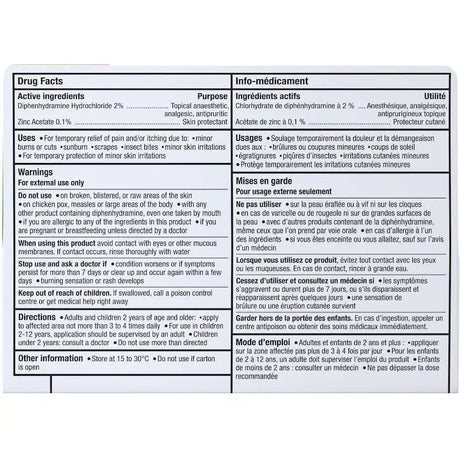 Drug facts label for a topical medication with active ingredients and usage instructions. - okotoks hc pharmacy