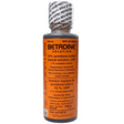 Bottle of Betadine solution with orange label on a white background - Okotoks HC Pharmacy