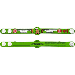 Allergy alert wristband for peanut allergies on a green background - okotoks hc pharmacy