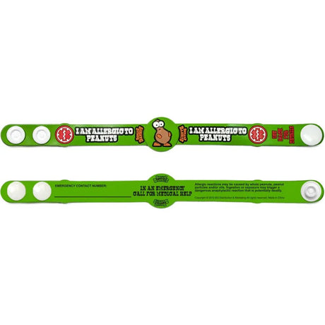 Allergy alert wristband for peanut allergies on a green background - okotoks hc pharmacy