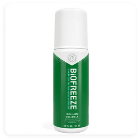 Biofreeze roll-on gel bottle on a white background - okotoks hc pharmacy