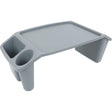 Gray adjustable tray with cup holder on a white background - okotoks hc pharmacy