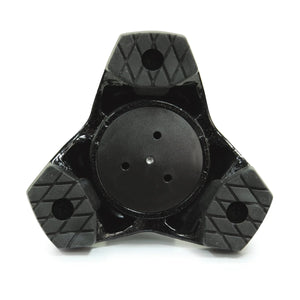 Black three-finger spinner with textured surface on a white background - okotoks hc pharmacy