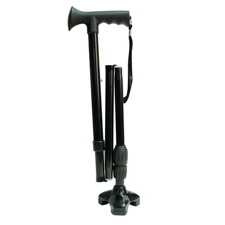 Black adjustable walking cane on a white background - okotoks hc pharmacy