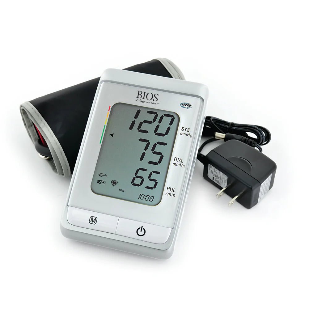 Blood pressure monitor with digital display on a white background - okotoks hc pharmacy
