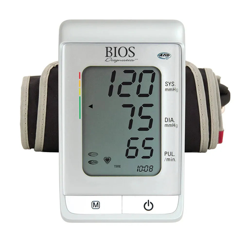 Blood pressure monitor with digital display on a white background - okotoks hc pharmacy