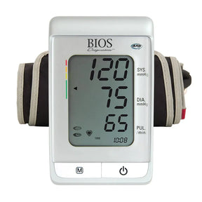 Blood pressure monitor with digital display on a white background - okotoks hc pharmacy