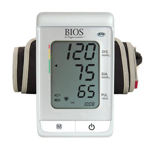 Blood pressure monitor with digital display on a white background - okotoks hc pharmacy