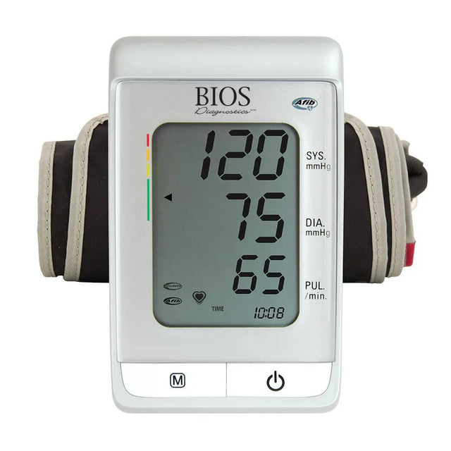 Blood pressure monitor with digital display on a white background - okotoks hc pharmacy