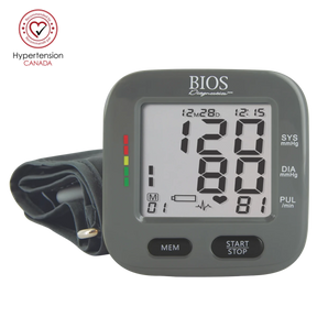 Digital blood pressure monitor with BIOS branding on a white background - okotoks hc pharmacy