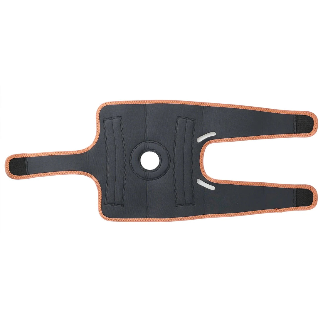 Black and orange knee support on a white background - okotoks hc pharmacy