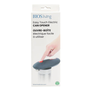 BIOS living Easy Touch Electric Can Opener packaging on a white background - okotoks hc pharmacy
