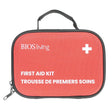 Red first aid kit with BIOS living branding on a white background - okotoks hc pharmacy