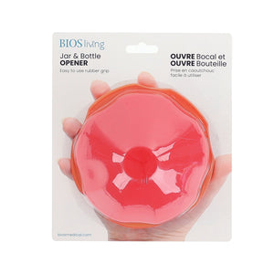 Red jar and bottle opener with packaging labeled 'BIOS living' on a white background - okotoks hc pharmacy
