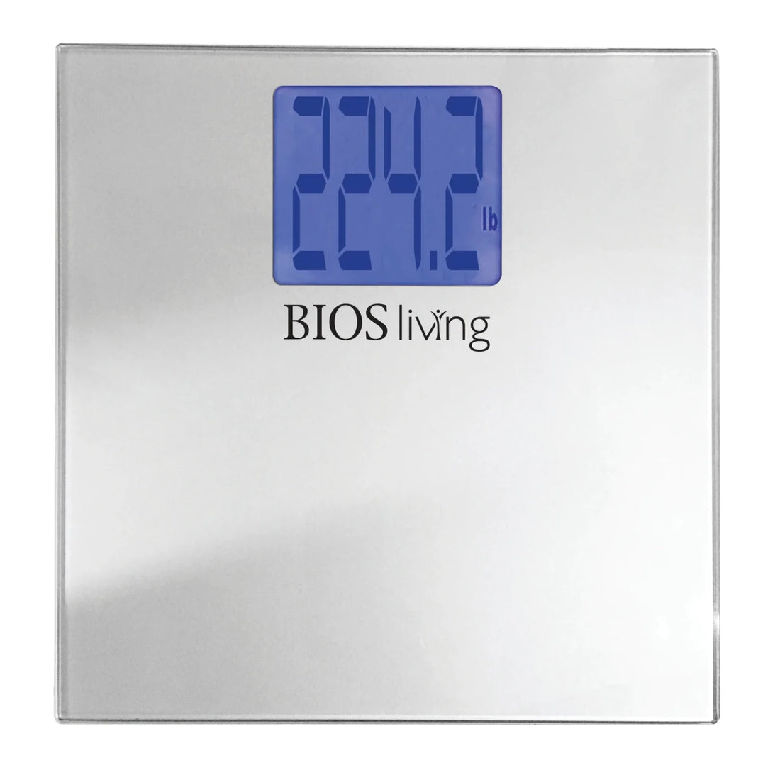 Digital bathroom scale with blue display and 'BIOS living' branding on a white background - okotoks hc pharmacy