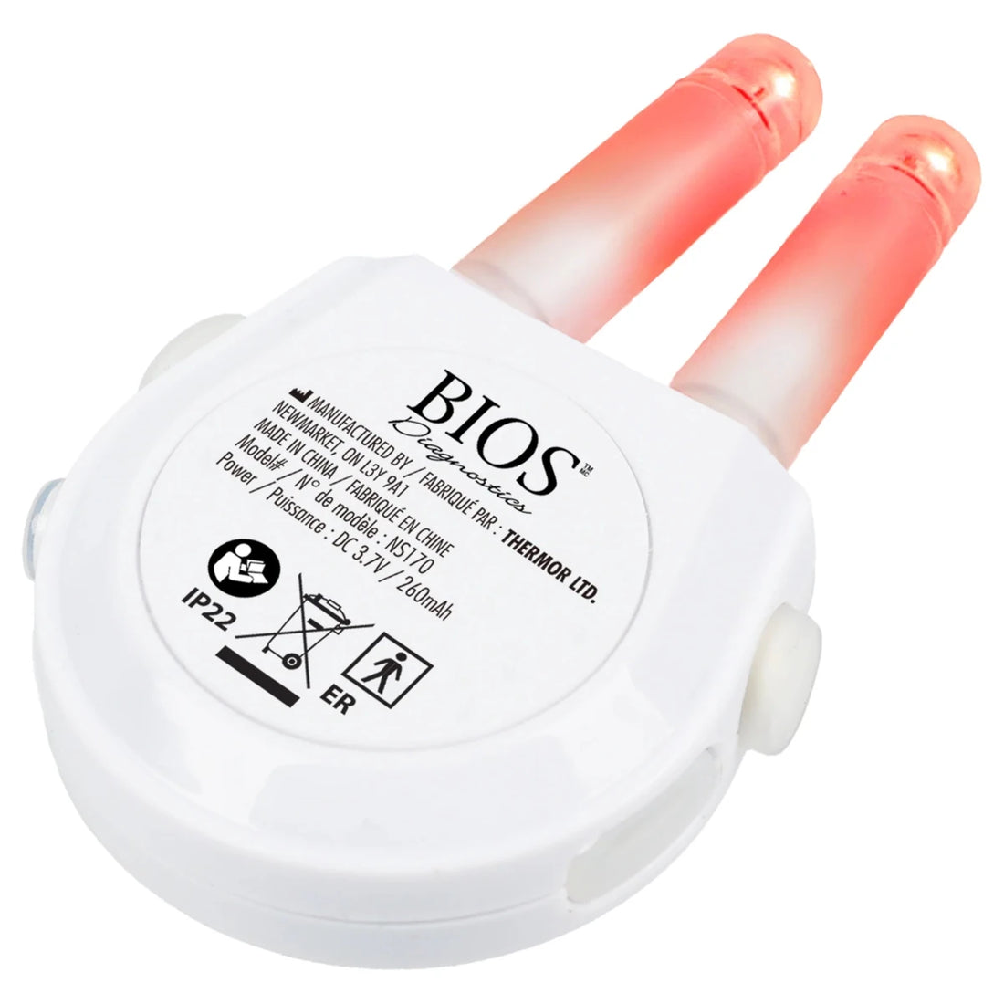 White electronic device with BIOS branding on a white background - okotoks hc pharmacy